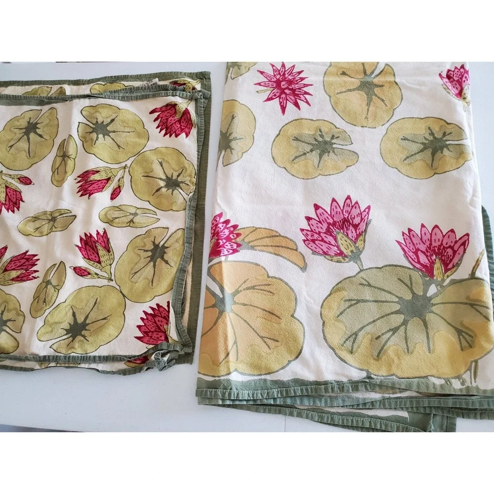 Couleur Nature French Provincial Water Lily Cotton Tablecloth 59x59 & 4 Napkins